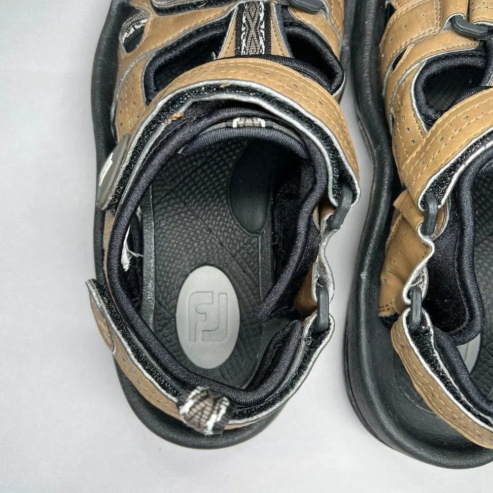 FootJoy Golf Sandals Men's Size 7 GreenJoys Brown Leather Adjustable Performance